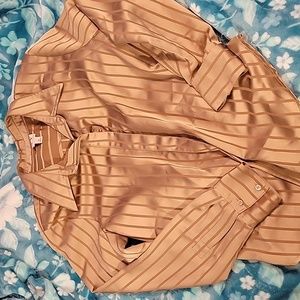 Gold long sleeve button up top